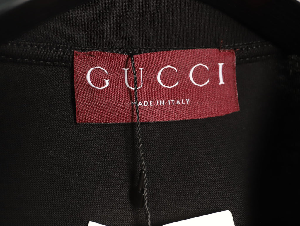Gucci Hand-Beaded Horsebit Logo Black T-Shirt