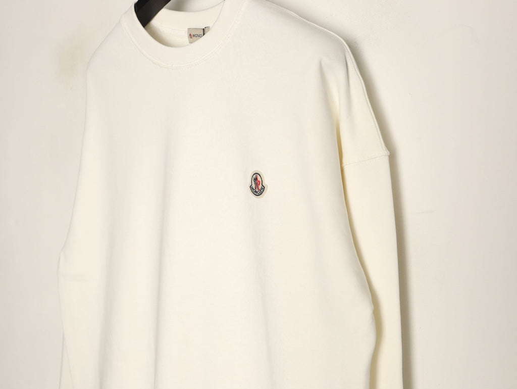 Moncler 26SS Classic Badge Embroidered Ivory Crewneck Sweatshirt