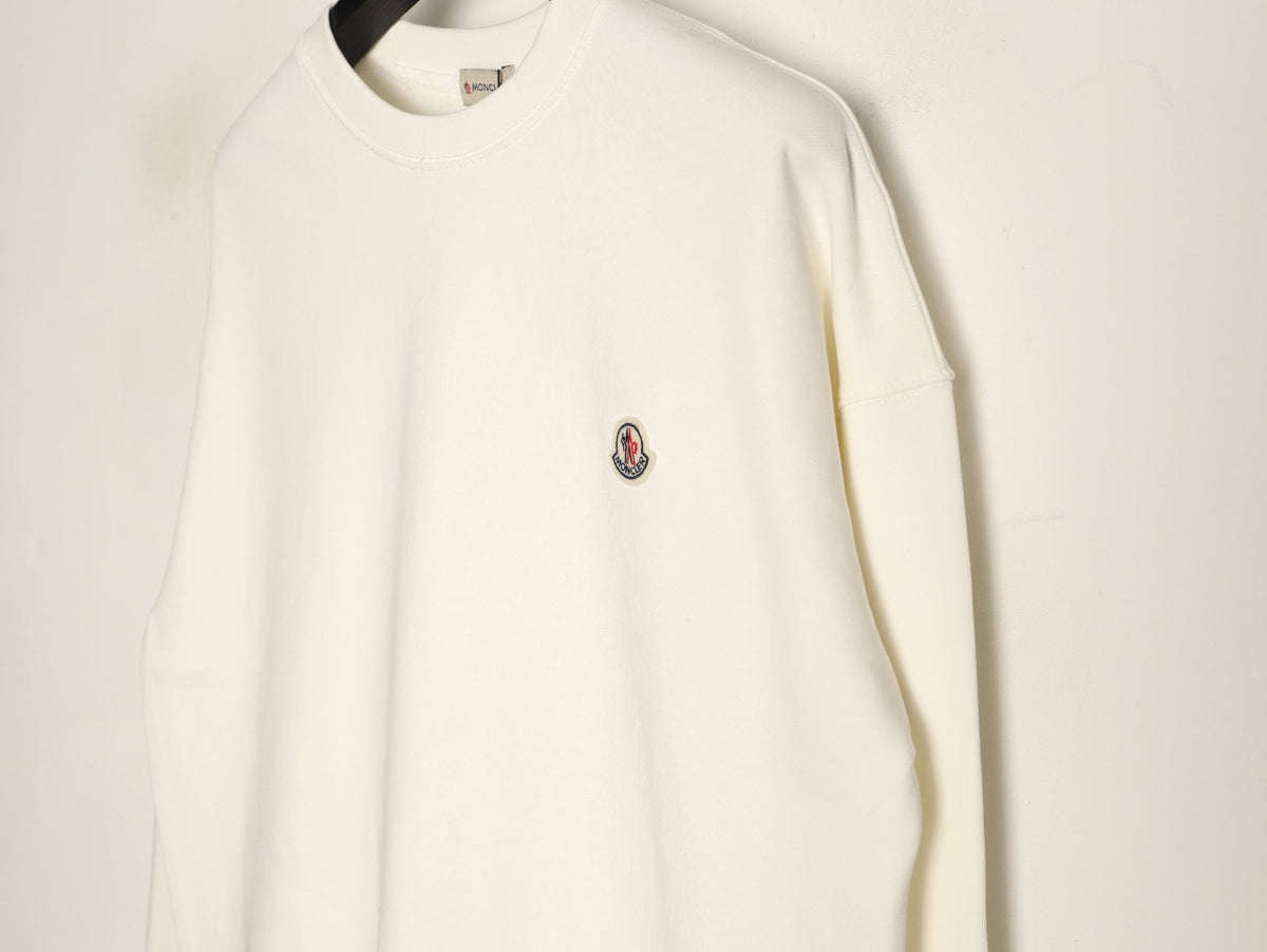Moncler 26SS Classic Badge Embroidered Ivory Crewneck Sweatshirt