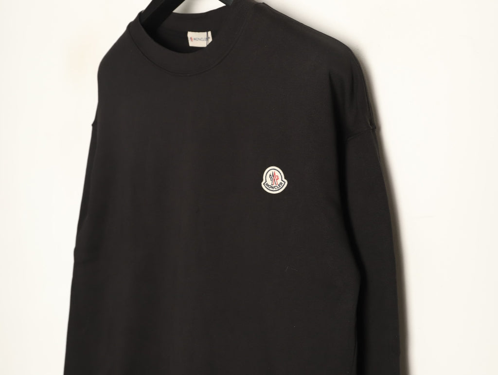 Moncler 26SS Classic Badge Embroidered Black Crewneck Sweatshirt