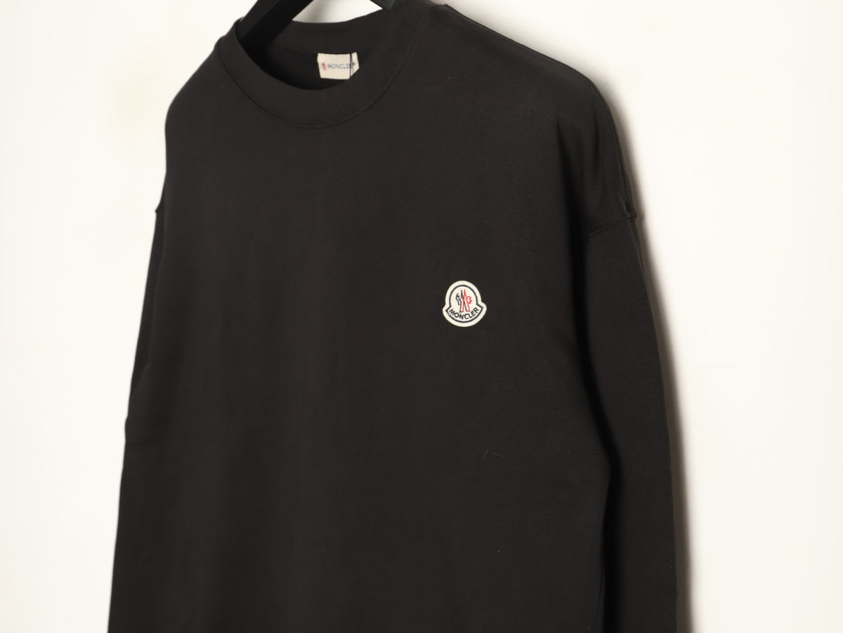 Moncler 26SS Classic Badge Embroidered Black Crewneck Sweatshirt