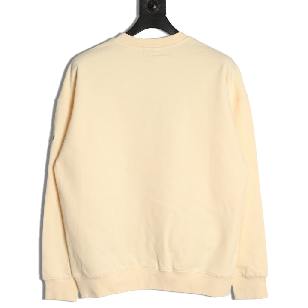 Moncler 26SS Artistic Script Logo Cream Crewneck Sweatshirt