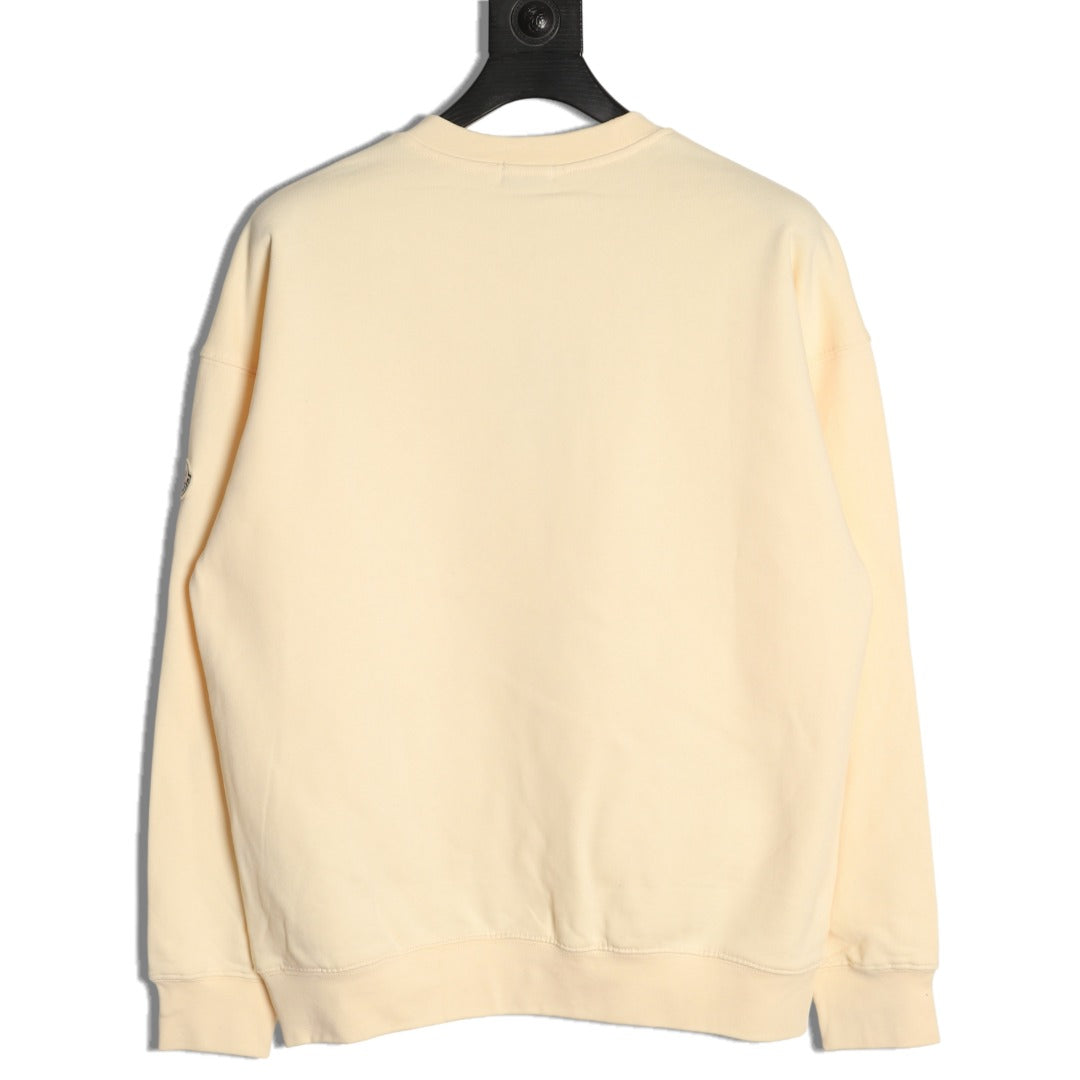Moncler 26SS Artistic Script Logo Cream Crewneck Sweatshirt