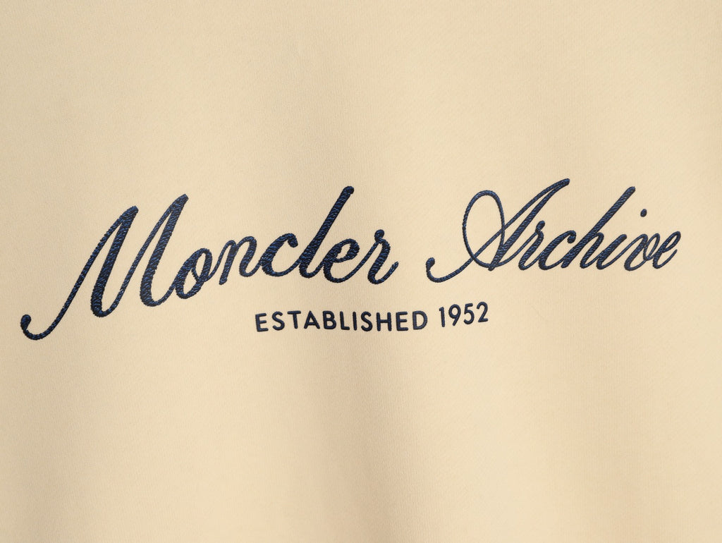 Moncler 26SS Artistic Script Logo Cream Crewneck Sweatshirt