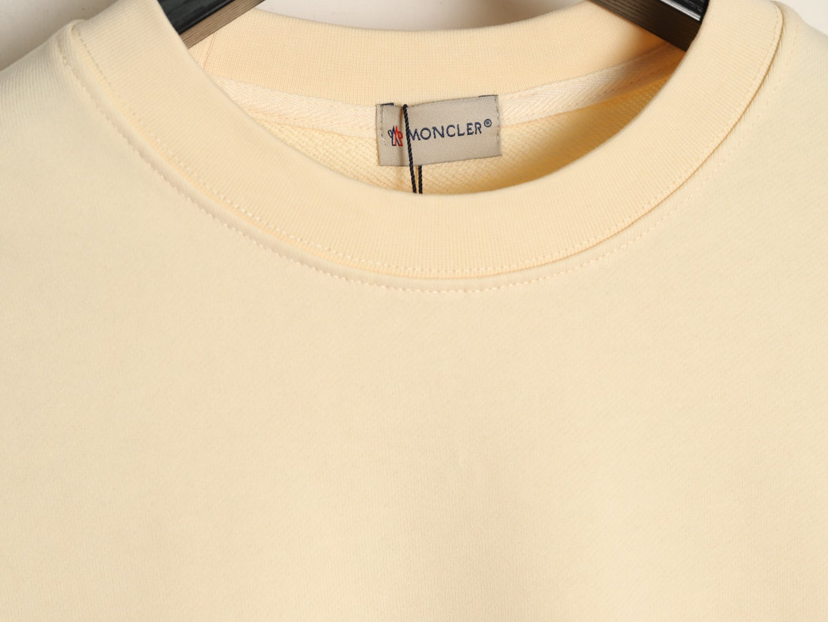 Moncler 26SS Artistic Script Logo Cream Crewneck Sweatshirt