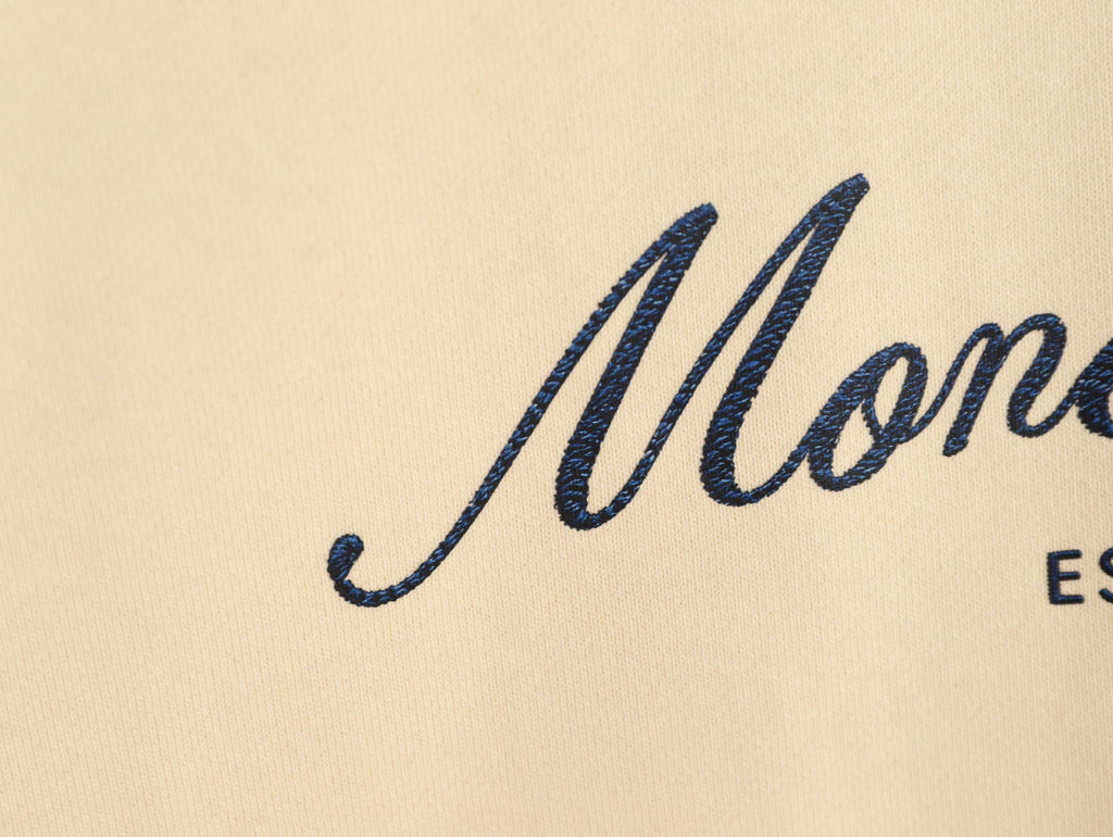 Moncler 26SS Artistic Script Logo Cream Crewneck Sweatshirt