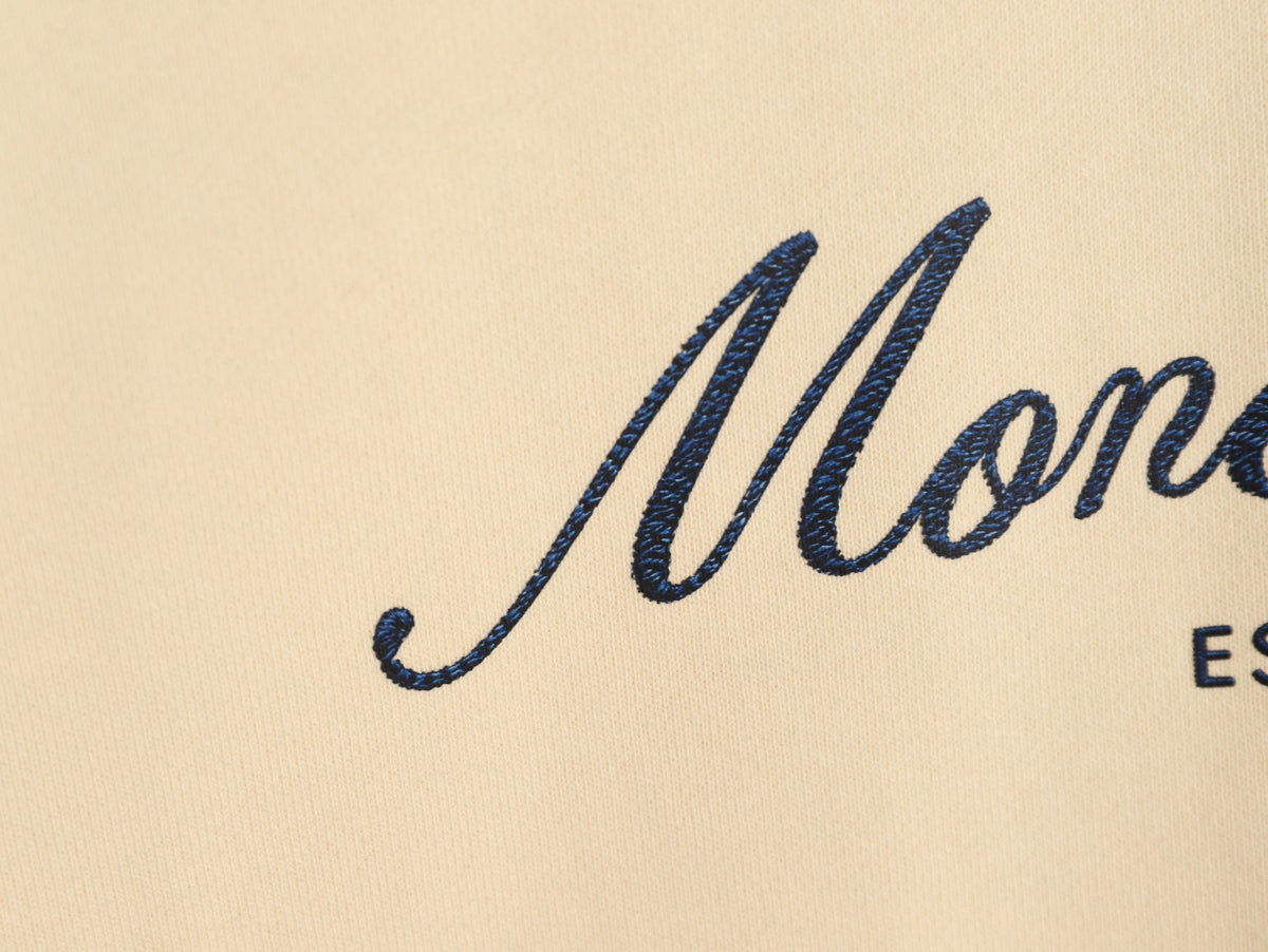 Moncler 26SS Artistic Script Logo Cream Crewneck Sweatshirt