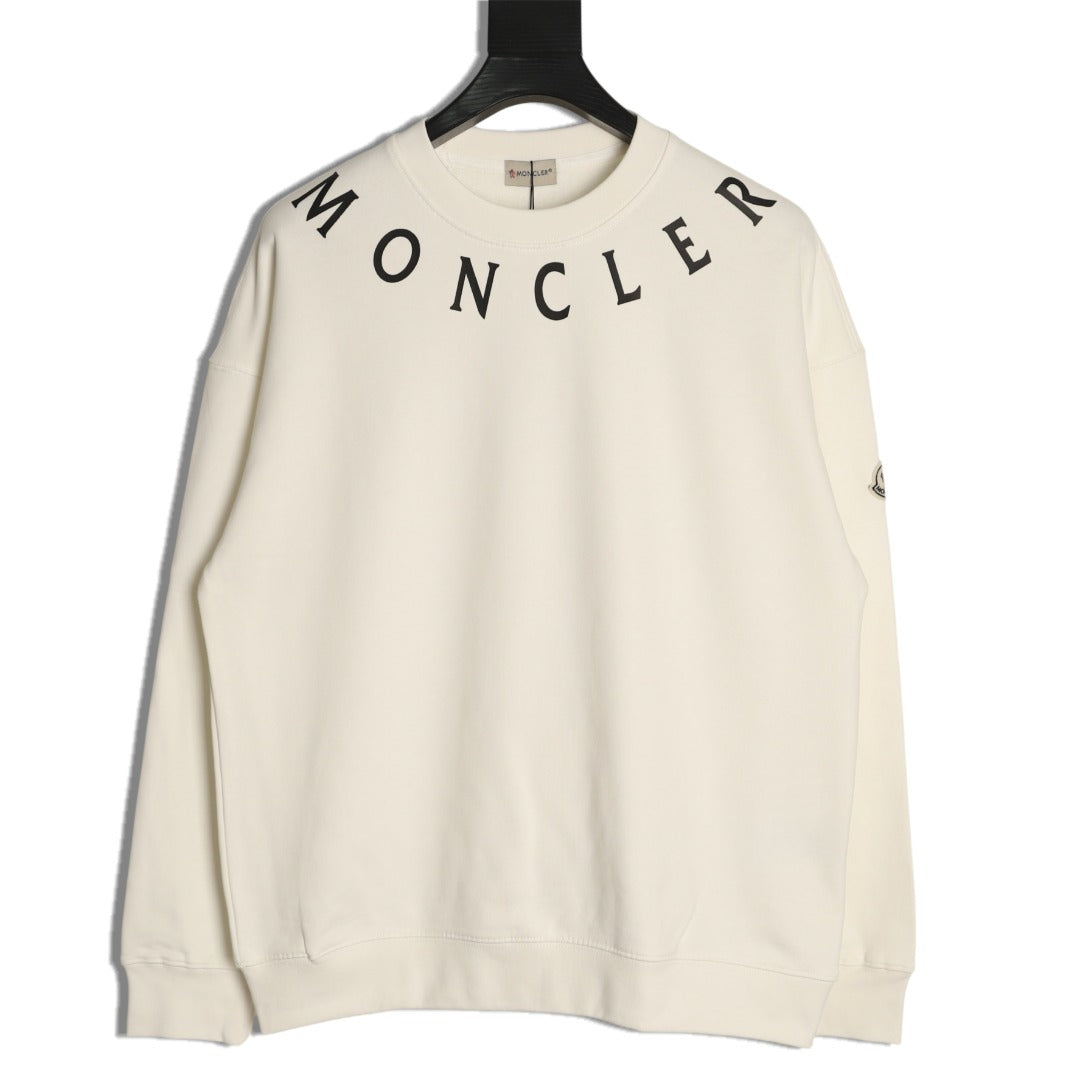 Moncler 26SS Arched Logo Ivory Crewneck Sweatshirt
