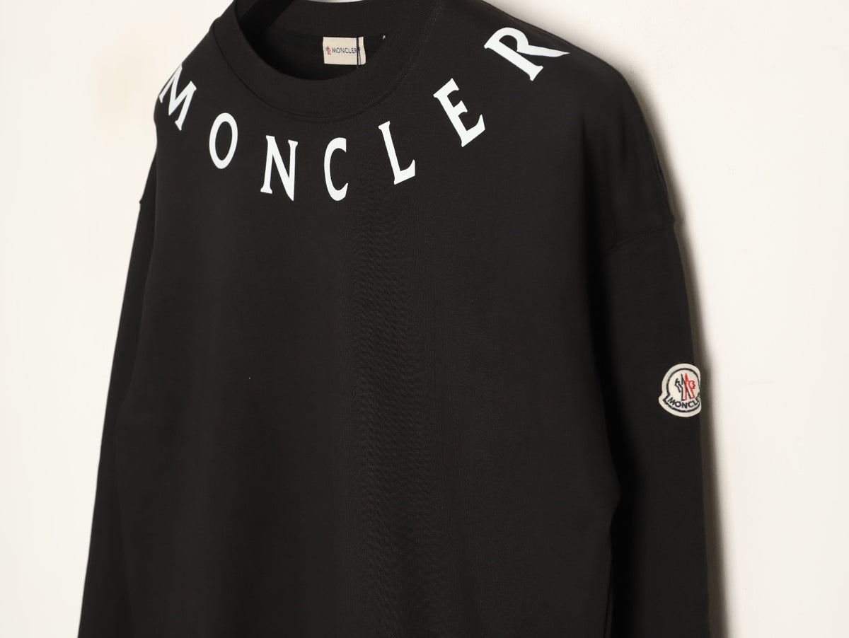 Moncler 26SS Arched Logo Black Crewneck Sweatshirt
