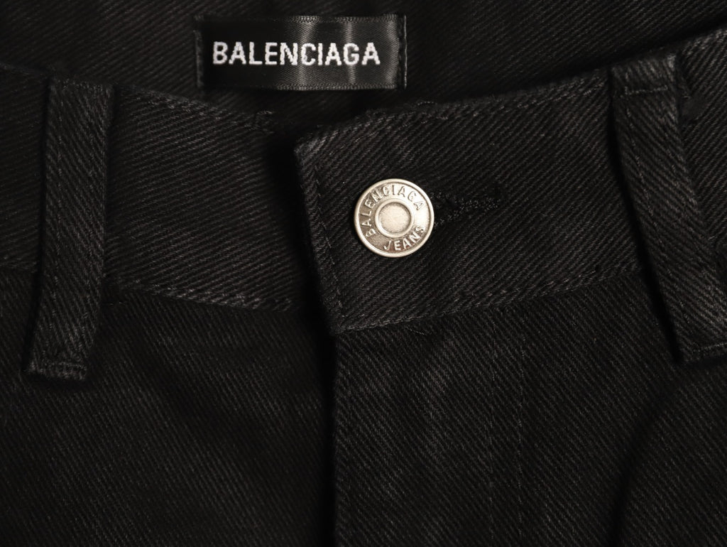 Balenciaga Double B Back-Pocket Black Straight-Leg Jeans