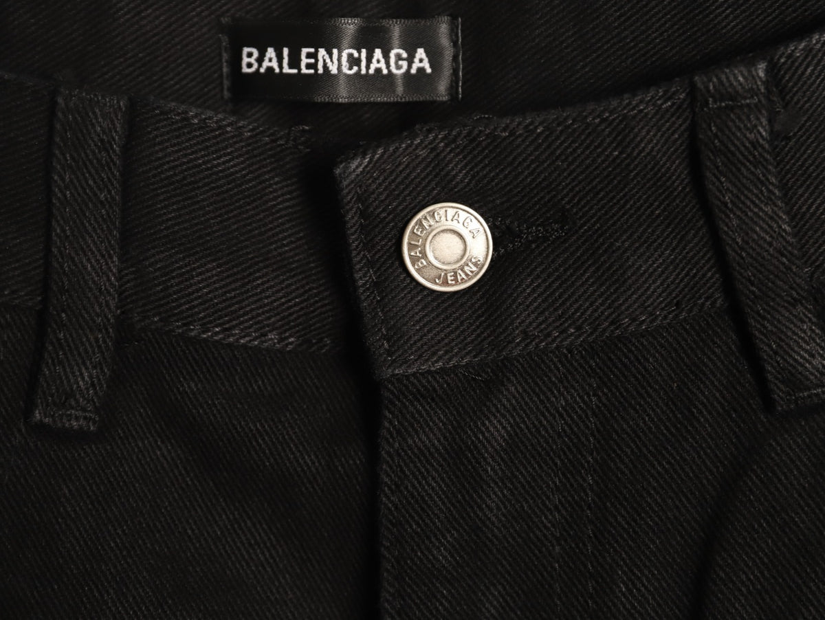 Balenciaga Double B Back-Pocket Black Straight-Leg Jeans