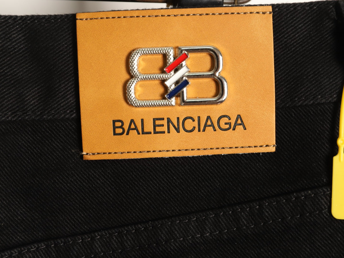 Balenciaga Double B Back-Pocket Black Straight-Leg Jeans