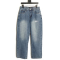 Balenciaga 3M Letter Back-Pocket Washed Blue Straight-Leg Jeans