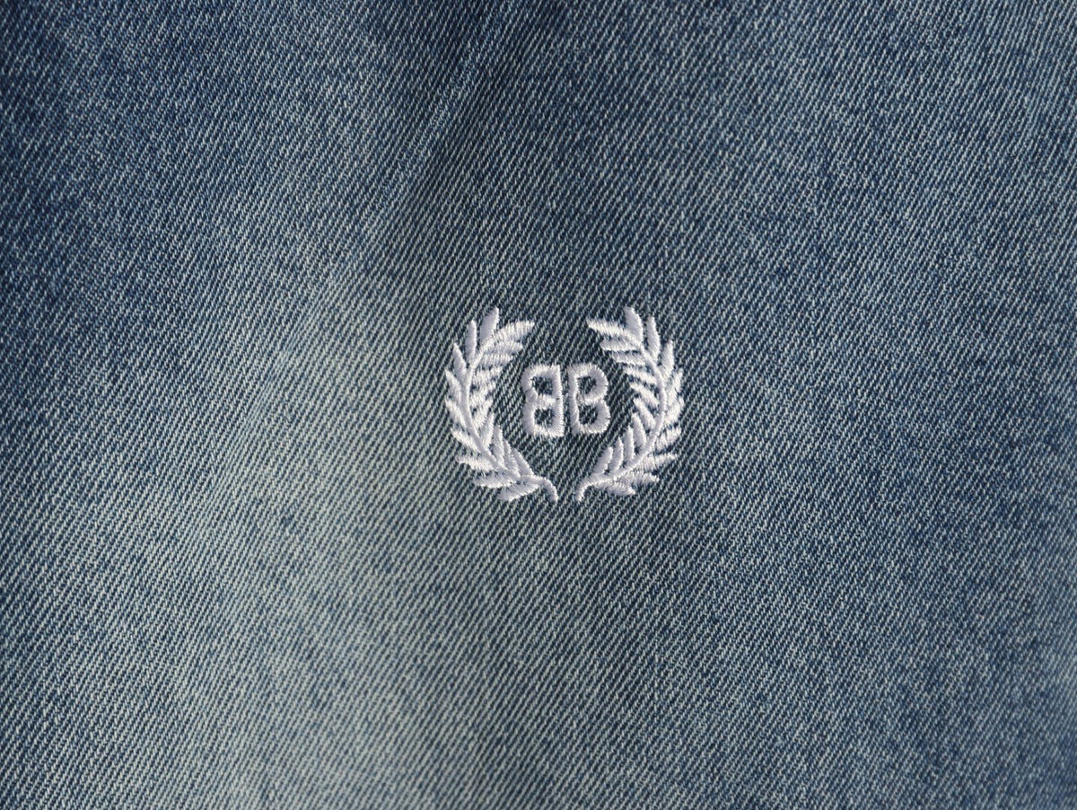 Balenciaga 3M Letter Back-Pocket Washed Blue Straight-Leg Jeans