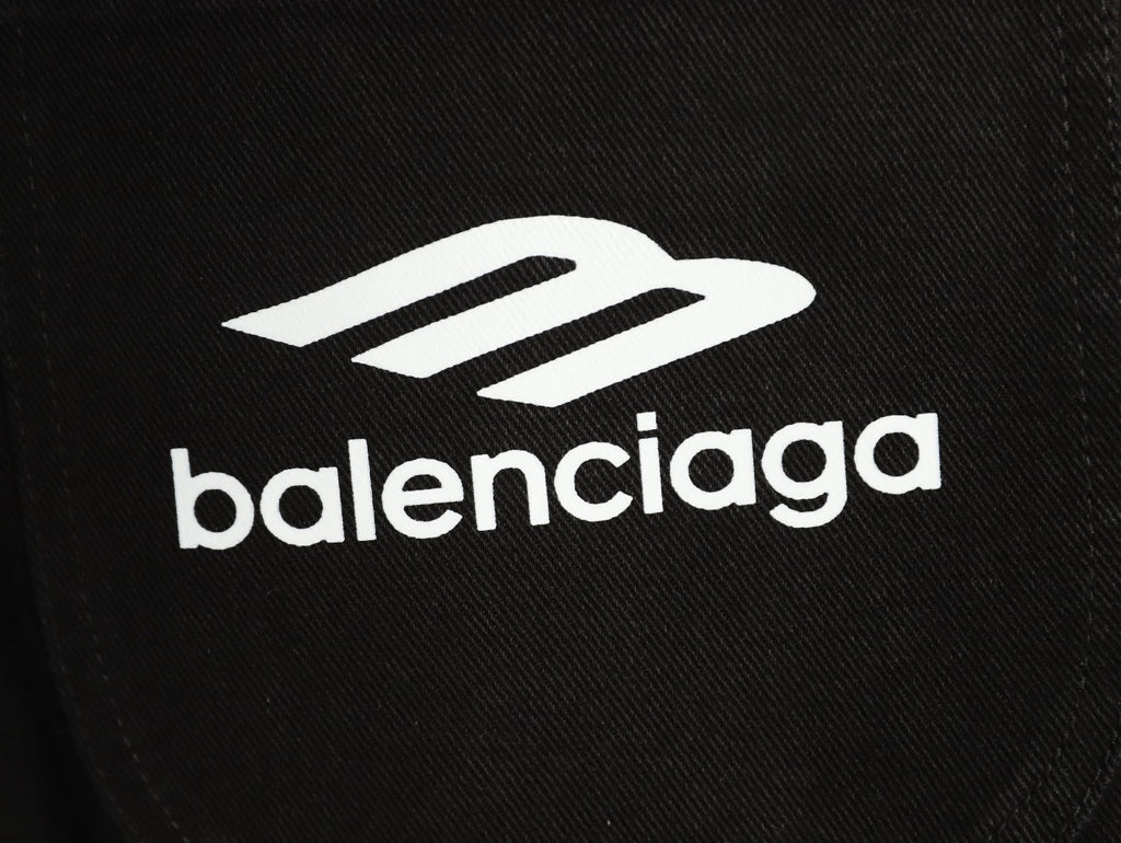 Balenciaga 3M Letter Back-Pocket Black Straight-Leg Jeans