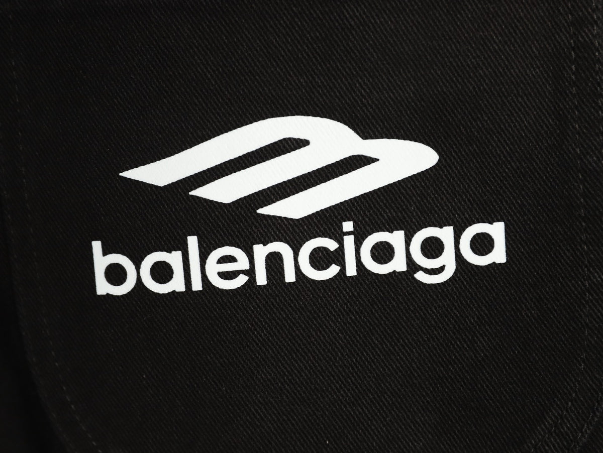 Balenciaga 3M Letter Back-Pocket Black Straight-Leg Jeans