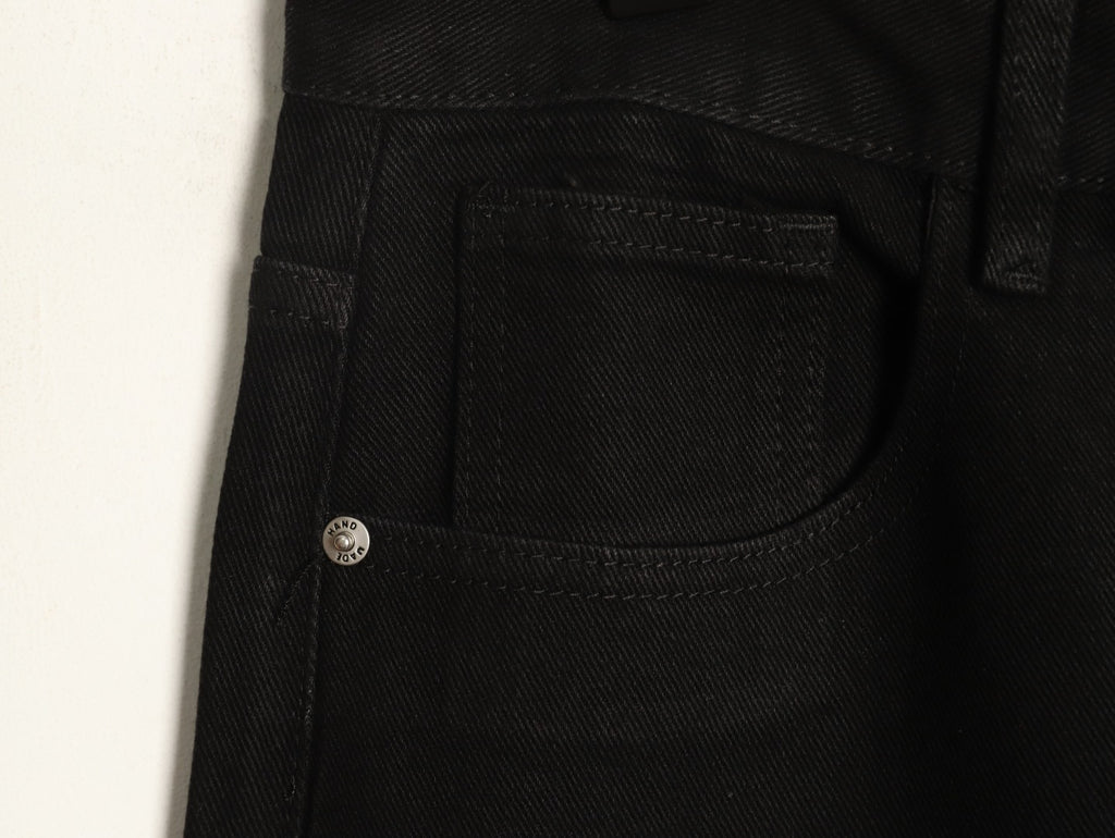 Balenciaga 3M Letter Back-Pocket Black Straight-Leg Jeans