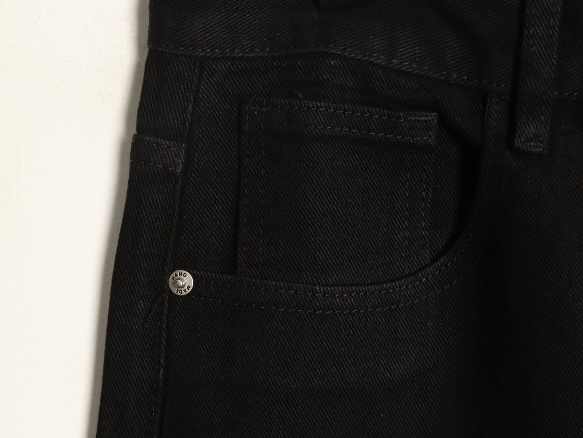 Balenciaga 3M Letter Back-Pocket Black Straight-Leg Jeans