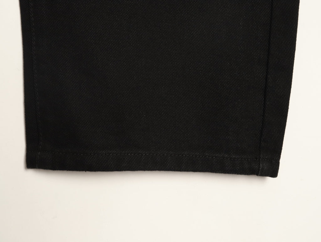 Balenciaga 3M Letter Back-Pocket Black Straight-Leg Jeans