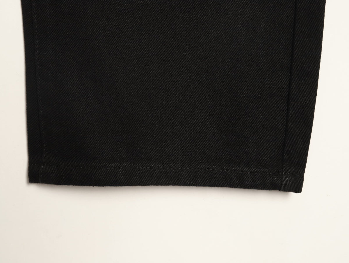 Balenciaga 3M Letter Back-Pocket Black Straight-Leg Jeans