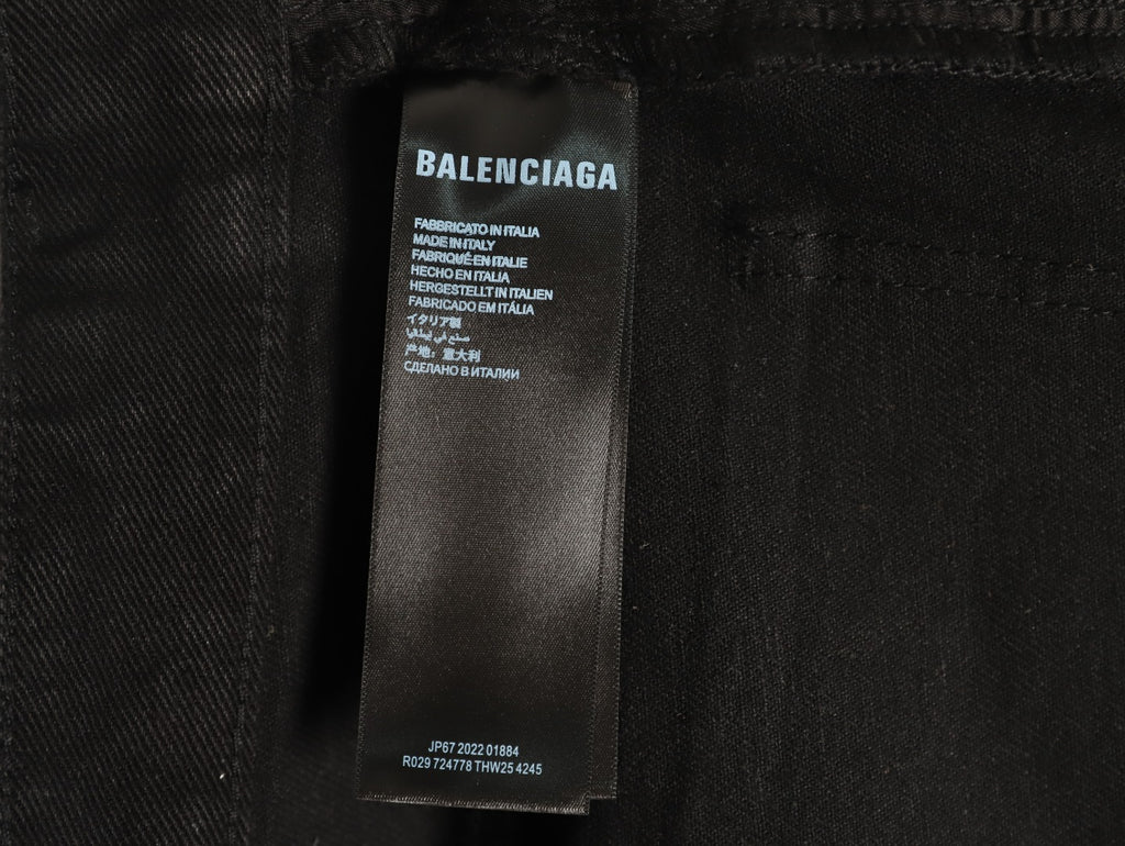 Balenciaga 3M Letter Back-Pocket Black Straight-Leg Jeans