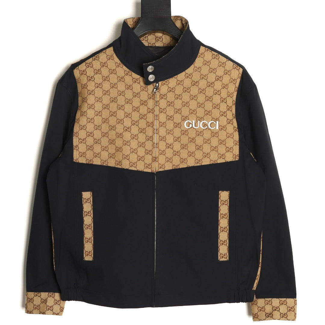 Gucci Vintage Monogram Panel Black Stand-Collar Jacket