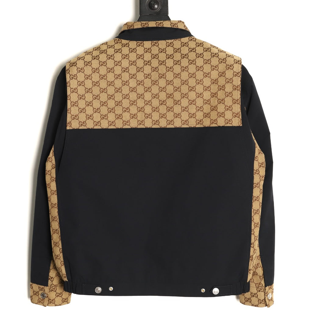 Gucci Vintage Monogram Panel Black Stand-Collar Jacket