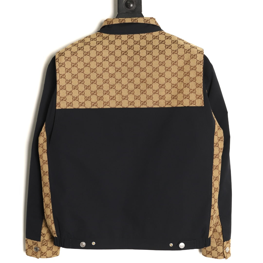 Gucci Vintage Monogram Panel Black Stand-Collar Jacket