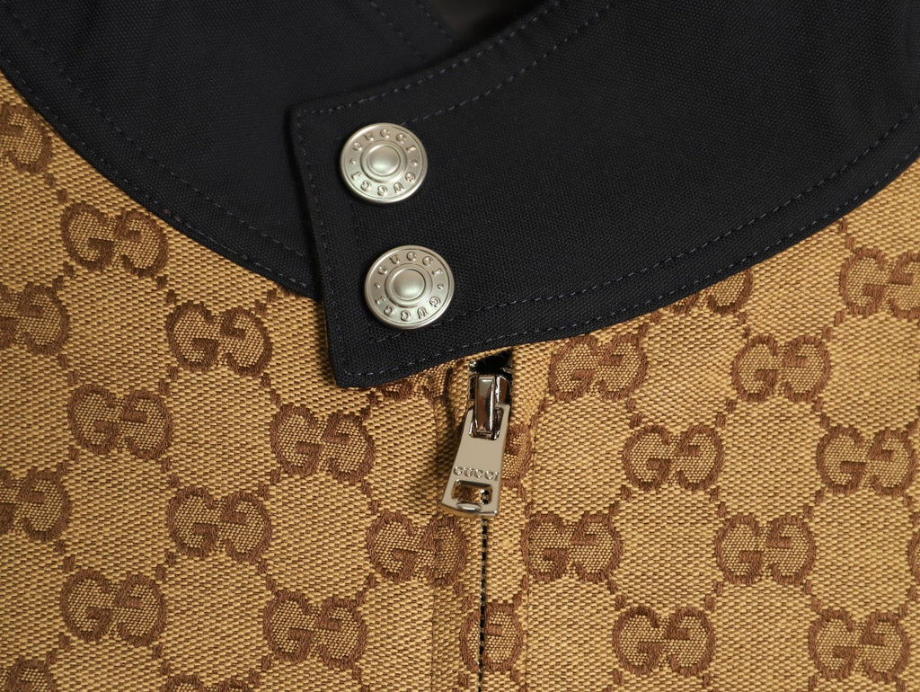 Gucci Vintage Monogram Panel Black Stand-Collar Jacket