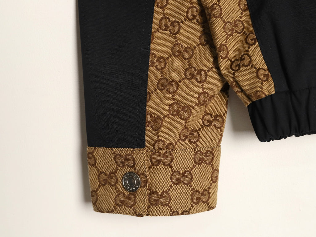 Gucci Vintage Monogram Panel Black Stand-Collar Jacket