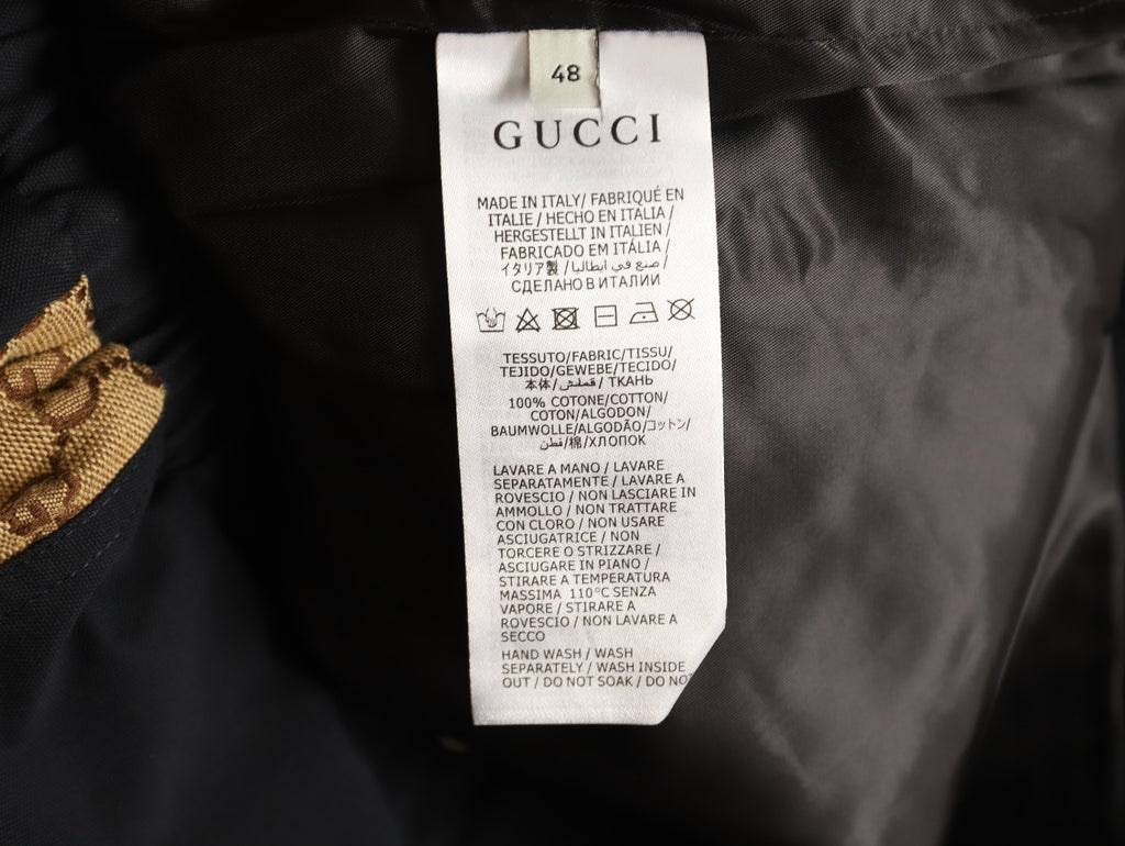 Gucci Vintage Monogram Panel Black Stand-Collar Jacket
