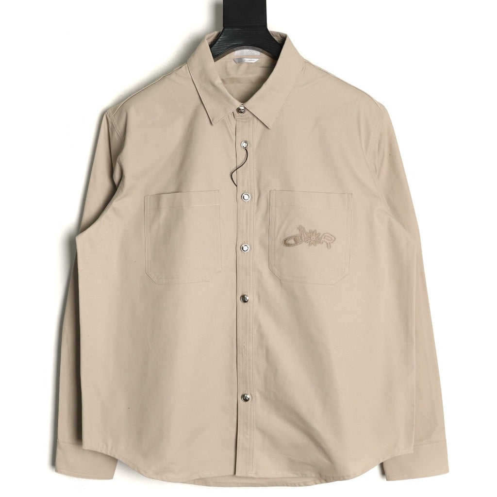 Dior 25FW Embroidered Emblem Beige Canvas Shirt Jacket
