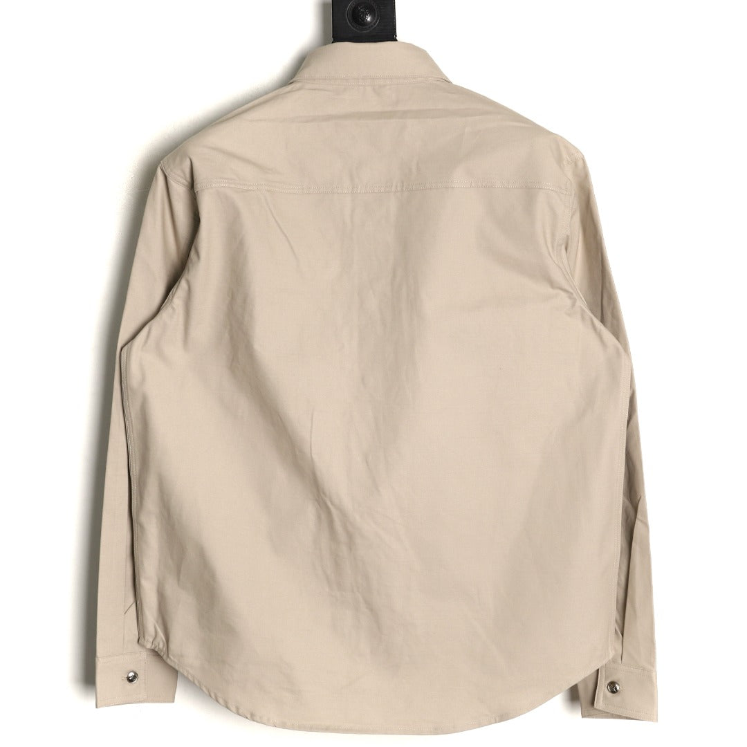 Dior 25FW Embroidered Emblem Beige Canvas Shirt Jacket
