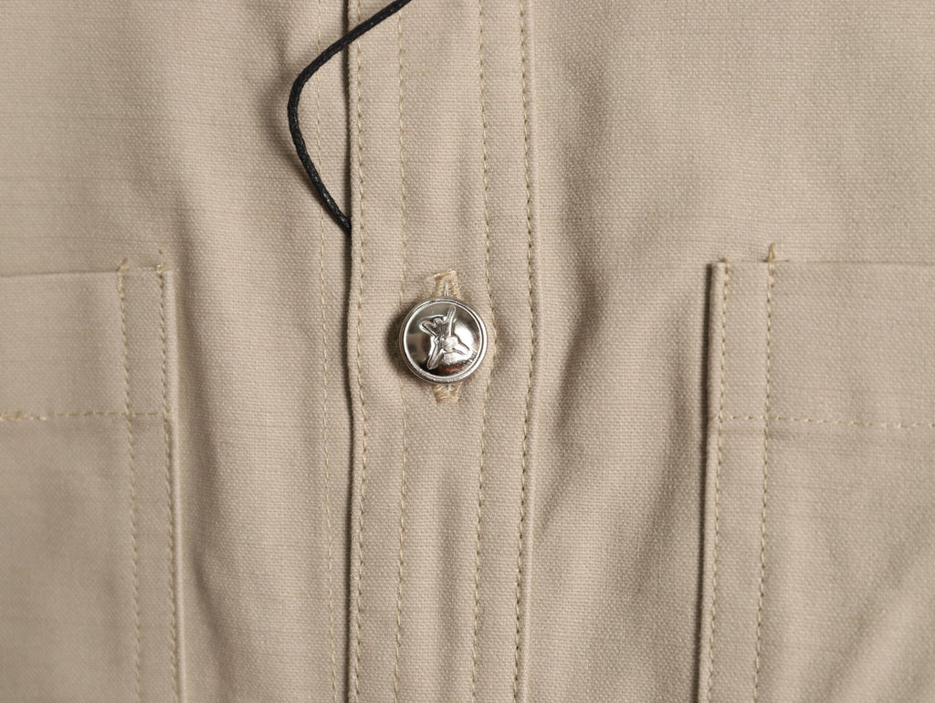 Dior 25FW Embroidered Emblem Beige Canvas Shirt Jacket