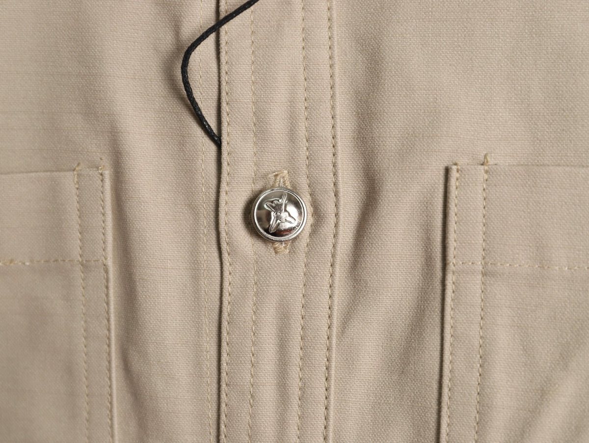 Dior 25FW Embroidered Emblem Beige Canvas Shirt Jacket