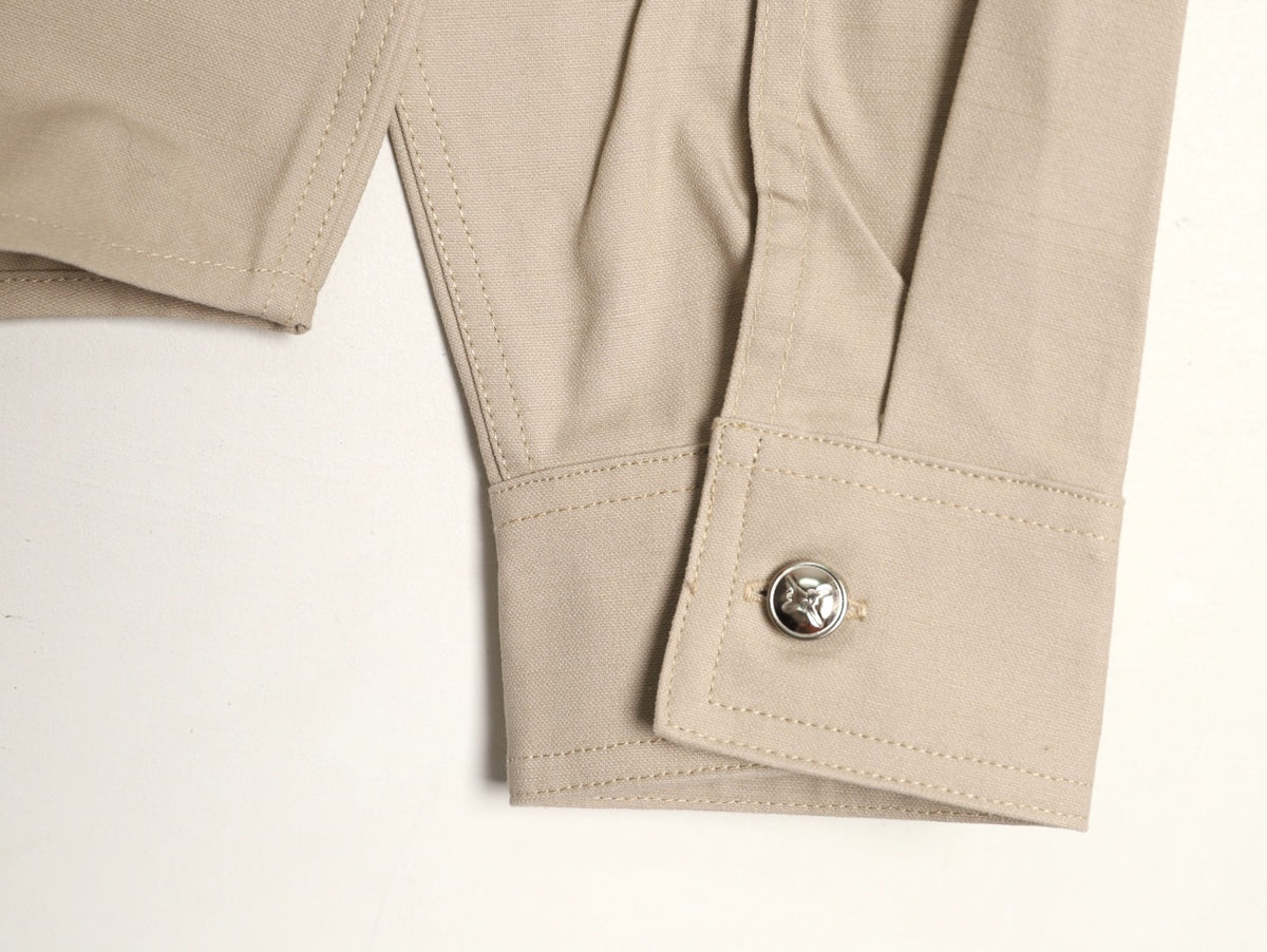 Dior 25FW Embroidered Emblem Beige Canvas Shirt Jacket