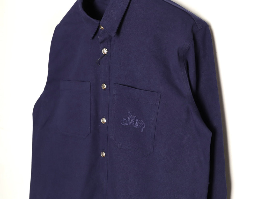 Dior 25FW Embroidered Emblem Navy Canvas Shirt Jacket