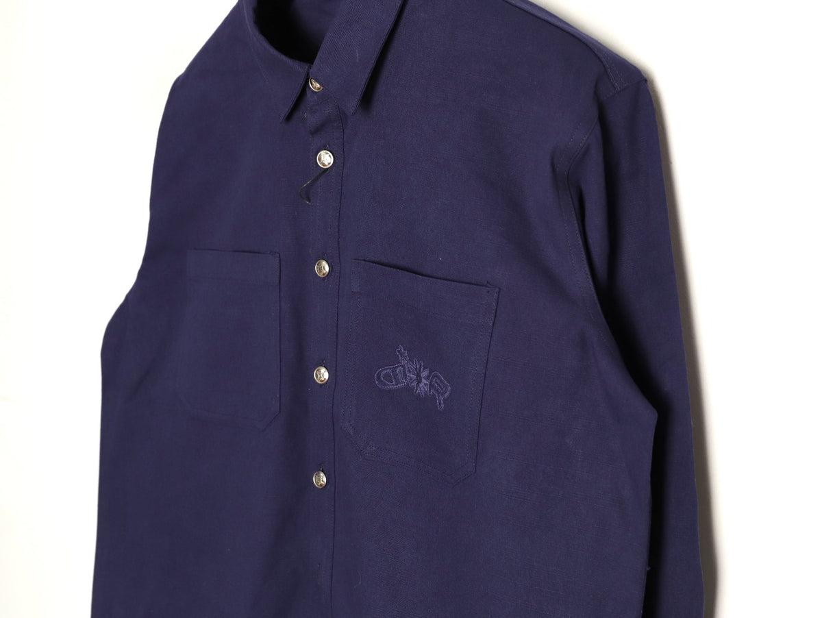 Dior 25FW Embroidered Emblem Navy Canvas Shirt Jacket