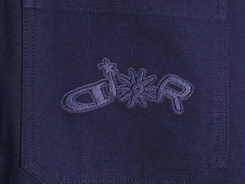 Dior 25FW Embroidered Emblem Navy Canvas Shirt Jacket