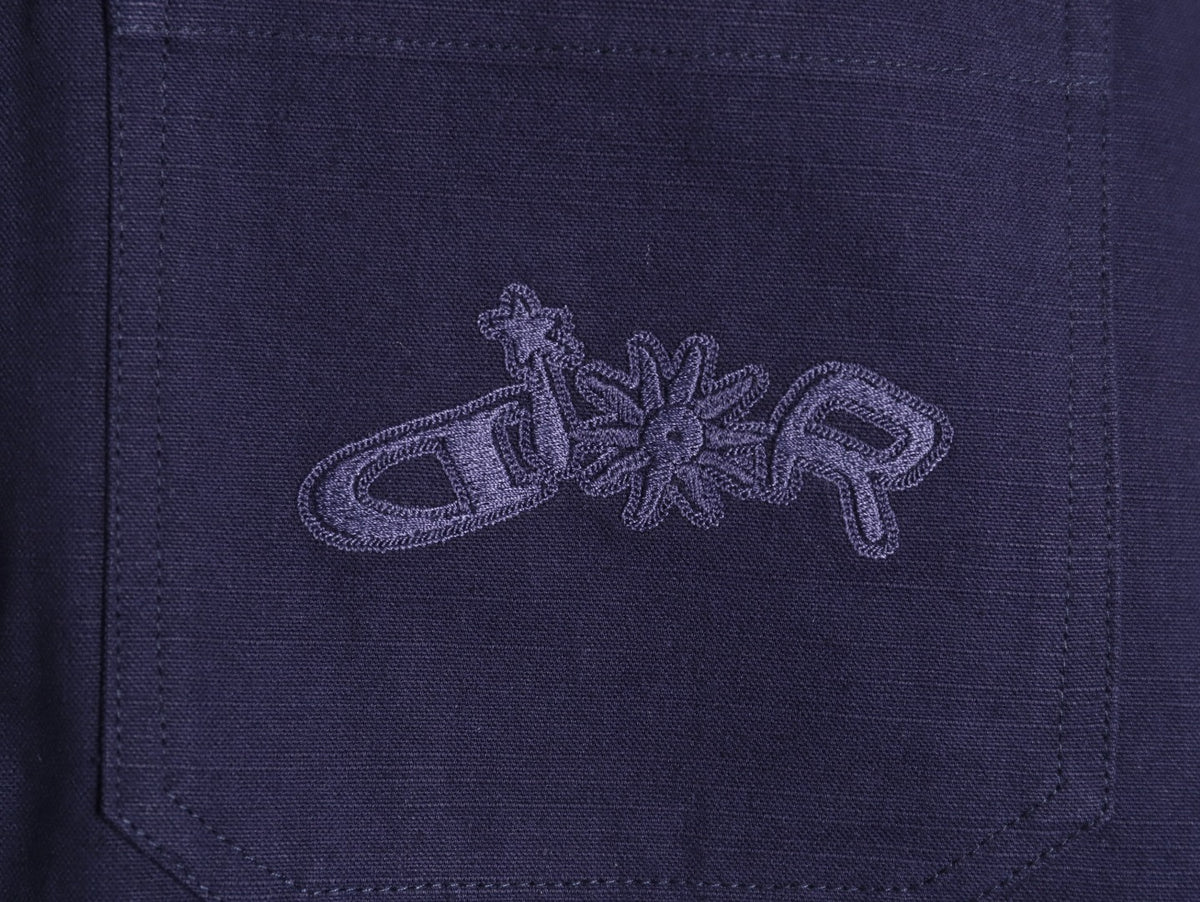 Dior 25FW Embroidered Emblem Navy Canvas Shirt Jacket