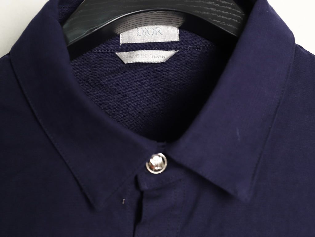Dior 25FW Embroidered Emblem Navy Canvas Shirt Jacket
