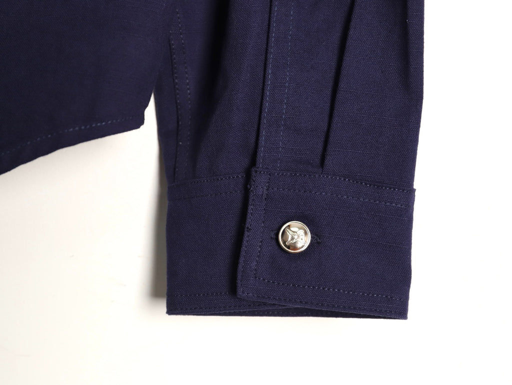 Dior 25FW Embroidered Emblem Navy Canvas Shirt Jacket