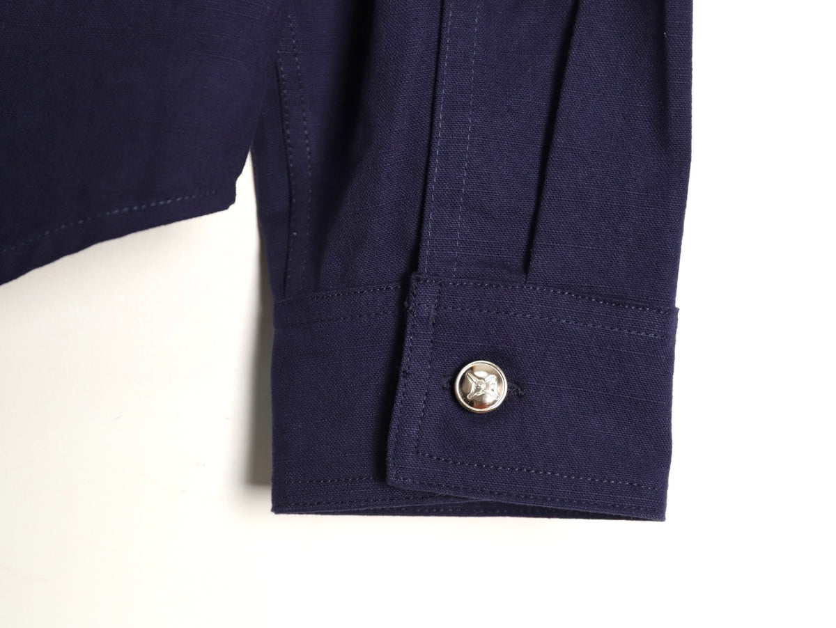 Dior 25FW Embroidered Emblem Navy Canvas Shirt Jacket