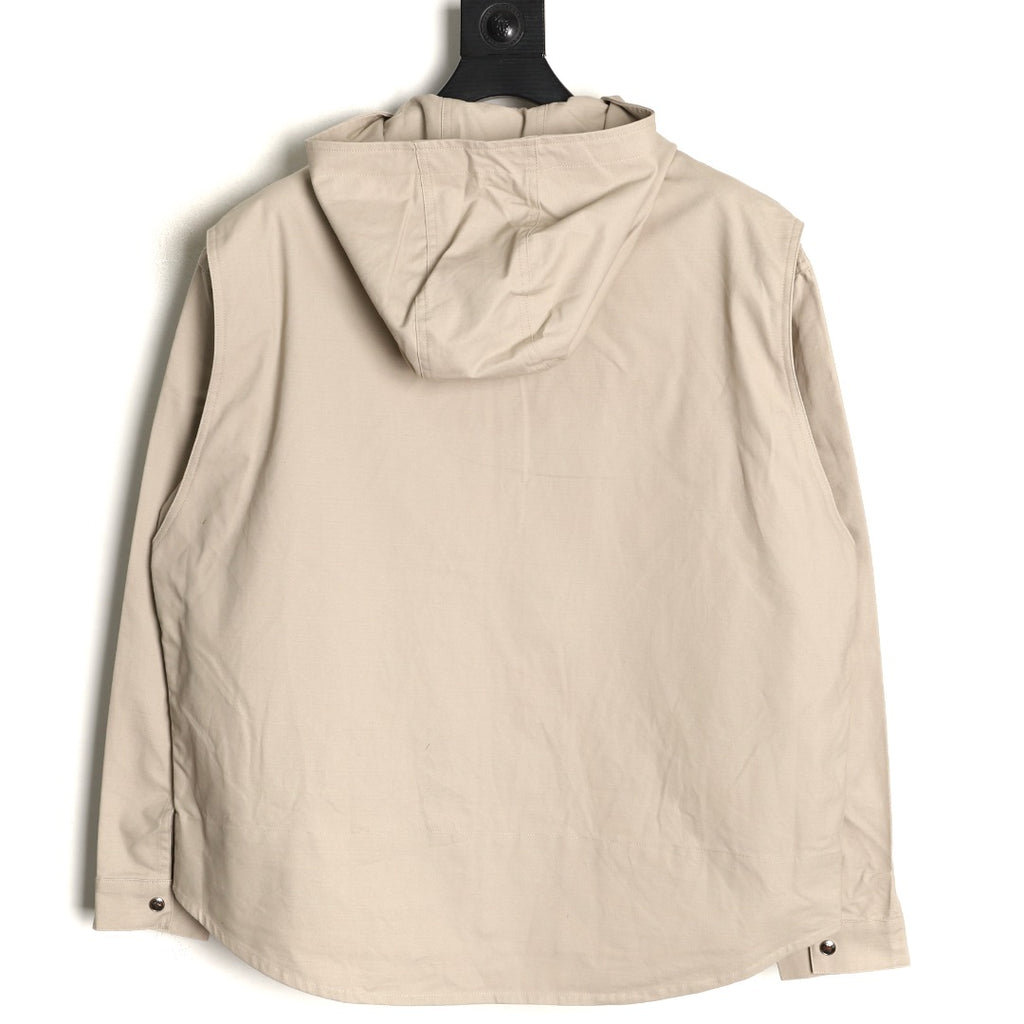 Dior 25FW Embroidered Emblem Beige Canvas Zip Hooded Jacket