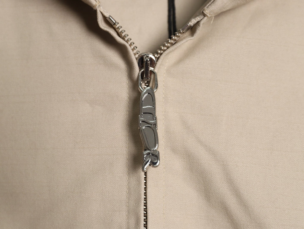 Dior 25FW Embroidered Emblem Beige Canvas Zip Hooded Jacket
