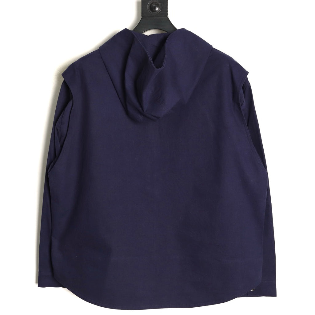 Dior 25FW Embroidered Emblem Navy Canvas Zip Hooded Jacket
