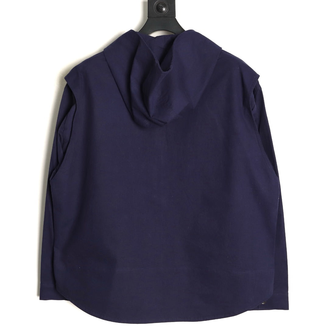 Dior 25FW Embroidered Emblem Navy Canvas Zip Hooded Jacket