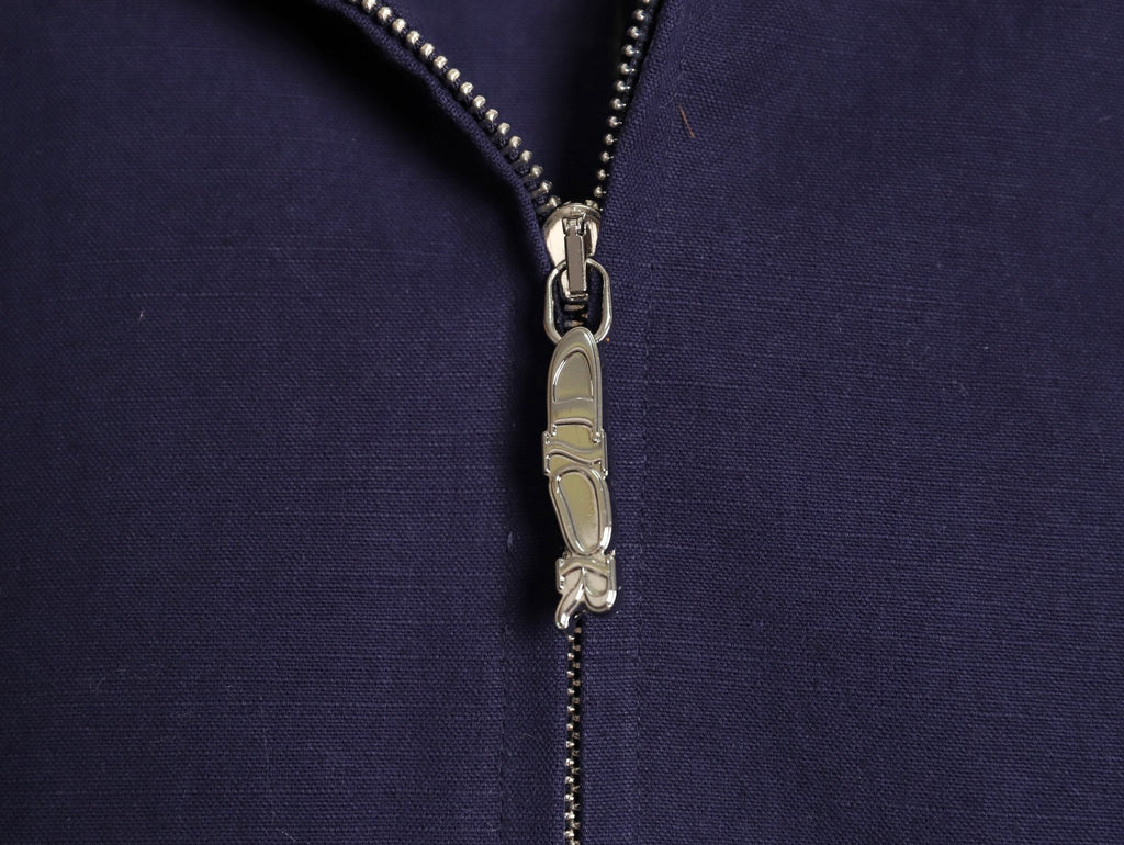 Dior 25FW Embroidered Emblem Navy Canvas Zip Hooded Jacket