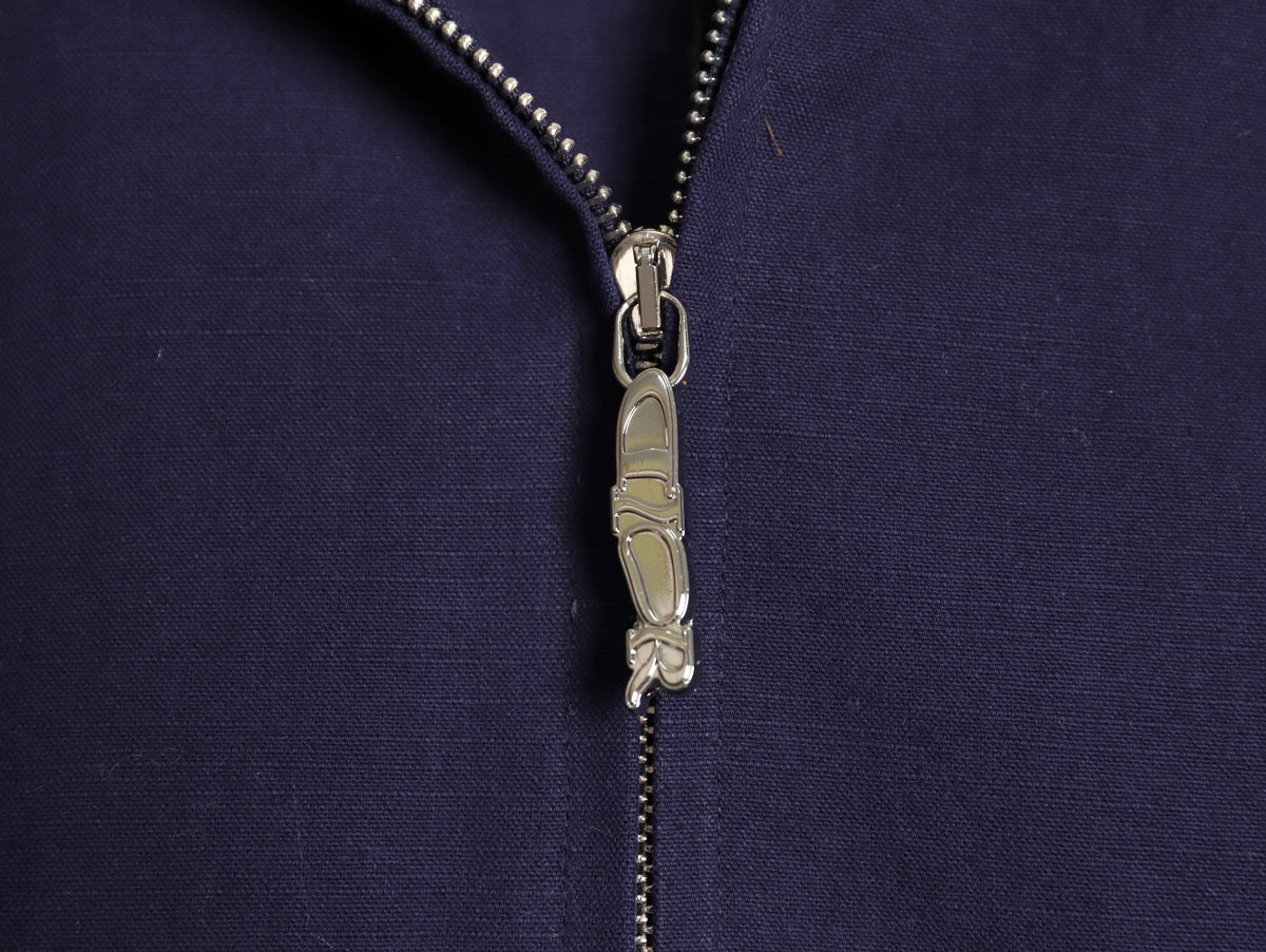 Dior 25FW Embroidered Emblem Navy Canvas Zip Hooded Jacket