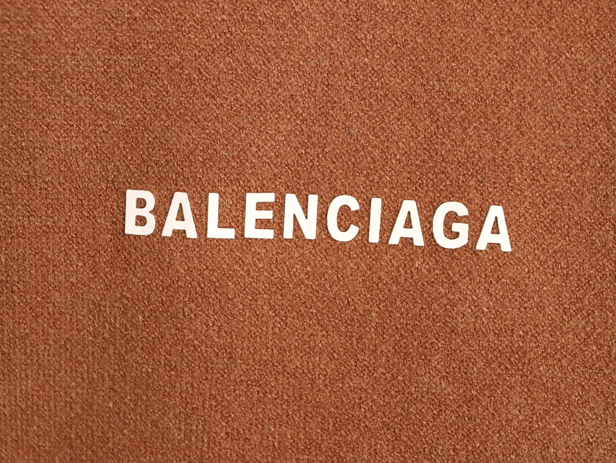 Balenciaga Cola-Style Logo Jacquard Brown Wool Knit Sweater